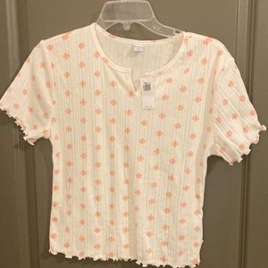 Split-Neck Pointelle-Knit Pajama Top